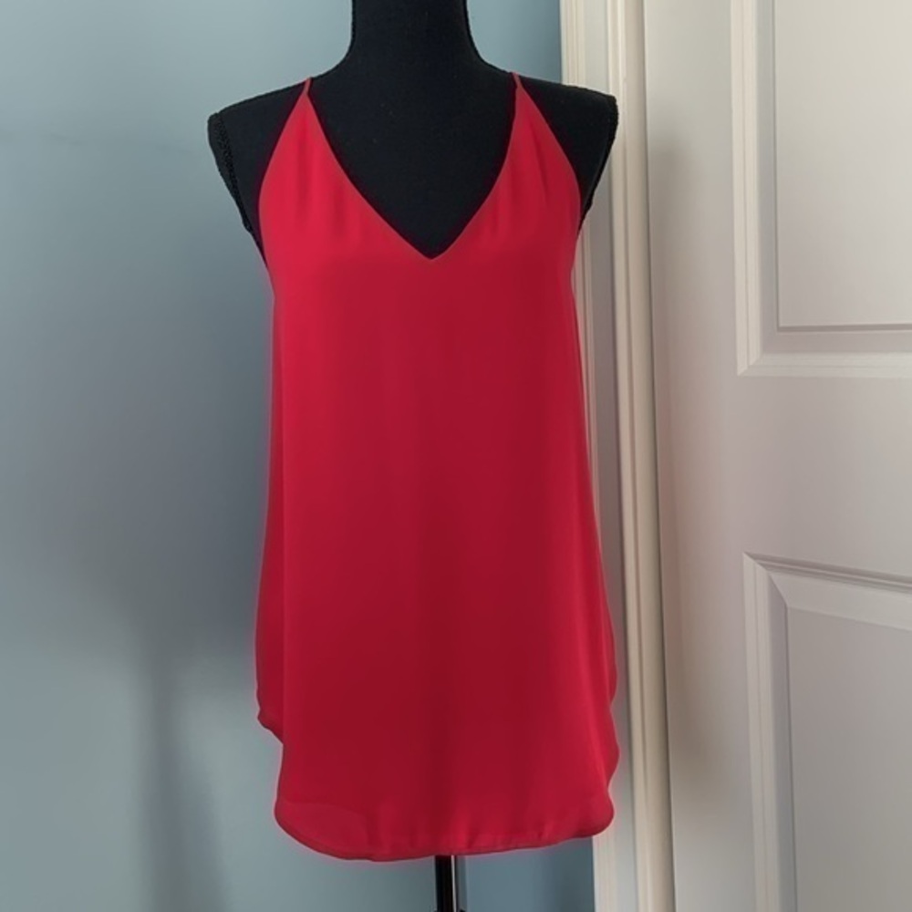 LOFT red flowy racerback tank Small NEW cami